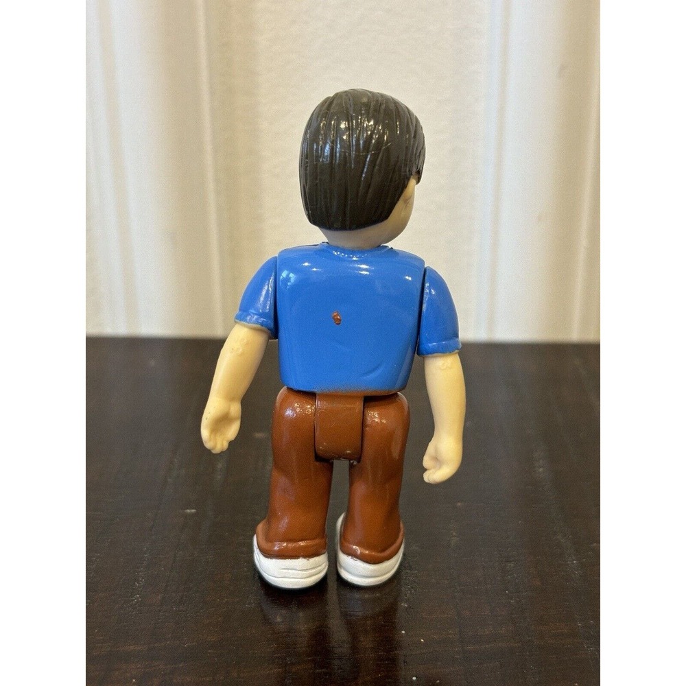 Vintage 3.25" PVC Man Dad Action Figure Dollhouse Blue Shirt Brown Pants - Picture 3 of 5